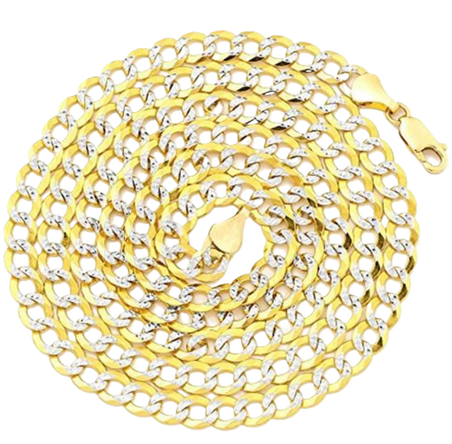 14KT Gold Chain Solid Curb Pave 10mm