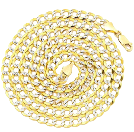 14KT Gold Chain Hollow Curb Pave 10mm