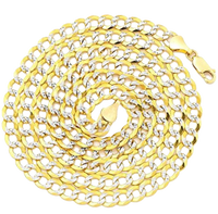 14KT Gold Chain Solid Curb Pave 9mm
