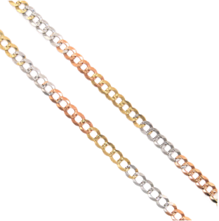14KT Gold Chain Solid Tri Tone Curb 9mm