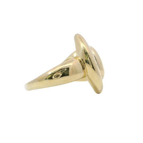 14KT Gold Ring Women's Bubble Marquise Shape with Bubble Marquise Border Next to Small Plain Marquise