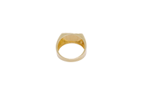 14KT Gold Ring Men's Rectangle Nugget with Five White CZ Stones in a Line with Plain Border