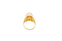 14KT Gold Ring Men's Jesus Head Three White Round CZ Stones Crown Side Design 10 Gallery Hole