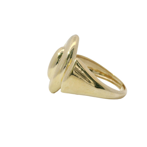 14KT Gold Ring Women's Bubble Marquise Shape with Bubble Marquise Border Next to Small Plain Marquise