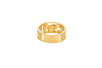 14KT Gold Ring Women's "Good Luck" Tri Tone Open Split Band with Plain Borders Horseshoe Flower CZ Eye Pink Eye Elephant Owl Man