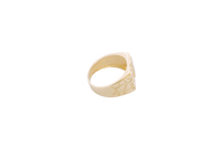 14KT Gold Ring Men's Rectangle Nugget with Five White CZ Stones in a Line with Plain Border