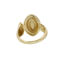 14KT Gold Ring Women's Bubble Marquise Shape with Bubble Marquise Border Next to Small Plain Marquise