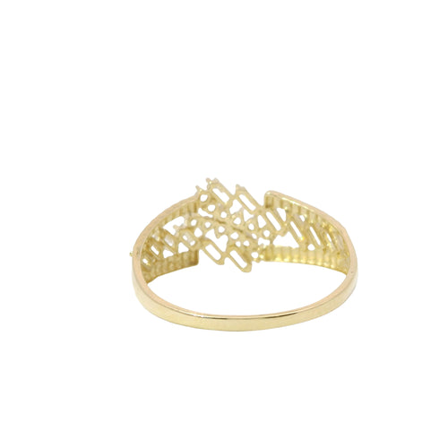 14KT Gold Ring Women's Light Weight Baguette White CZ Stone Open Snowflake Center Mock Bypass Band