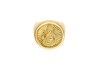 14KT Gold Ring Men's Round St. Clare Plain Border Double Row White CZ Stones Side Border Plain Band