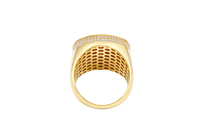 14KT Gold Ring Men's Round St. Benito Plain Border Double Row White CZ Stones Side Border Plain Band
