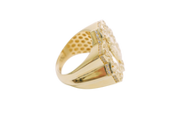 14KT Gold Ring Men's St. Jude Star of David Chino Borders with White CZ Border and Edge