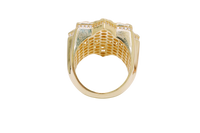 14KT Gold Ring Men's St. Jude Star of David Chino Borders with White CZ Border and Edge