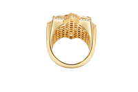 14KT Gold Ring Men's St Jude Star of David with White CZ Stones Chino Link Border and Plain Band