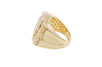 14KT Gold Ring Men's St. Jude Star of David Chino Borders with White CZ Border and Edge