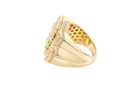 14KT Gold Ring Men's St Jude Star of David with White CZ Stones Chino Link Border and Plain Band