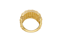 14KT Gold Ring Men's St. Lazarus Rectangle Chino Borders with White CZ Top/Side Stones