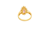 14KT Women's Gold Ring Jumbo Pink Marquise Center CZ with Round White CZ Stones Border and Plain Split Band