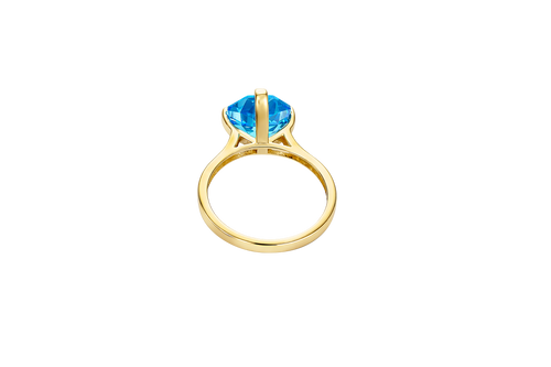 14KT Gold Ring Women's Jumbo Octagon Rose 4 Prong Turquoise CZ Center Stone with Round White Pave CZ Stone Band