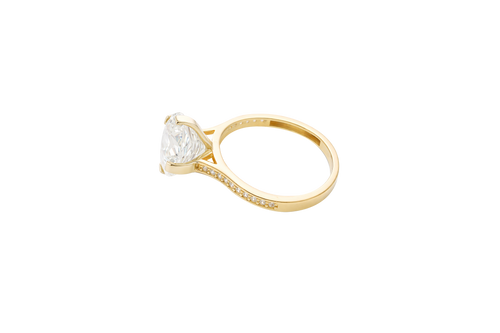 14KT Gold Women's Ring Octagon Rose Jumbo 4 Prong White CZ Center Stone with Round White Pave CZ Stone Band