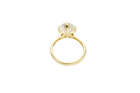 14KT Gold Women's Ring Octagon Rose Jumbo 4 Prong White CZ Center Stone with Round White Pave CZ Stone Band