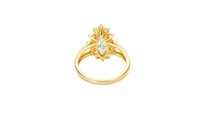 14KT Gold Ring Women's Jumbo White Marquise Center CZ with Round White CZ Stones Border and Plain Split Band