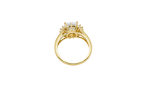 14KT Gold Ring Women's Jumbo Oval White Center with Round White CZ Stones Border Plain Split Band