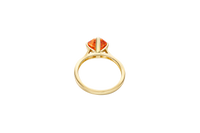 14KT Gold Women's Ring Octagon Rose Mini 4 Prong Burnt Orange CZ Center Stone with Round White Pave CZ Stone Band