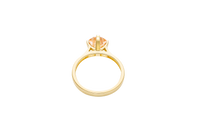 14KT Gold Women's Ring Octagon Rose Mini 4 Prong Champagne CZ Center Stone with Round White Pave CZ Stone Band