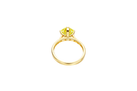 14KT Gold Women's Ring Octagon Rose Mini 4 Prong Lime Green CZ Center Stone with Round White Pave CZ Stone Band