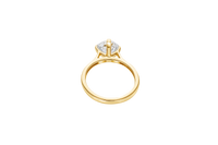 14KT Gold Women's Ring Octagon Rose Mini 4 Prong White CZ Center Stone with Round White Pave CZ Stone Band