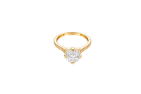 14KT Gold Women's Ring Octagon Rose Mini 4 Prong White CZ Center Stone with Round White Pave CZ Stone Band