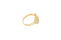 14KT Gold Ring Women's Tilted Open Heart 15 Quince with White CZ Stone Border Split Band