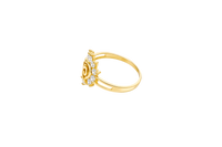 14KT Gold Ring Women's Tilted Open Heart 15 Quince with White CZ Stone Border Split Band