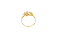 14KT Gold Ring Women's Tilted Open Heart 15 Quince with White CZ Stone Border Split Band