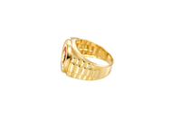 14KT Gold Ring Men's Round White CZ Center Stone Plain Border on Red Onyx Background with White CZ Stones Border Side Design Jubilee