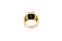 14KT Gold Ring Men's Jumbo Square Octagon Anchor/Heart/ Cross on Onyx Background with Plain Border Side Design Mock Watch Jubilee Band