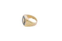 14KT Gold Ring Men's Square Onyx Four Fanned Playing Cards "Full House" Side Design Triple Stack Rhombus