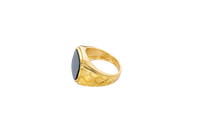 14KT Gold Ring Men's Plain Square Signet Onyx Side Design Triple Stack Rhombus
