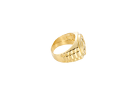 14KT Gold Ring Men's Round Masonic/Onyx with White CZ Stone Border Side Design Jubilee