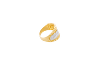 14KT Gold Ring Men's Two Tone Last Supper Nugget Border