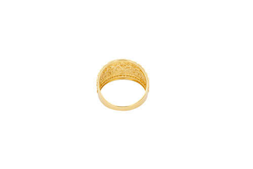 14KT Gold Ring Men's Two Tone Last Supper Nugget Border