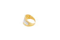 14KT Gold Ring Men's Two Tone Last Supper Nugget Border