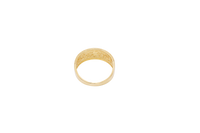 14KT Gold Ring Men's Two Tone Last Supper Scene with Table Legs Textured Background Dotted Border Double Lined Plain Border
