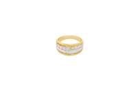 14KT Gold Ring Men's Two Tone Last Supper Scene with Table Legs Textured Background Dotted Border Double Lined Plain Border