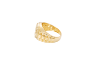 14KT Gold Ring Men's Mini Round Onyx Backed White CZ Stone White CZ Stone Border Side Design Jubilee