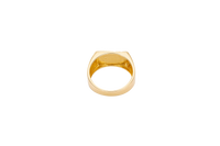 14KT Gold Ring Unisex Square Nugget with White CZ Stone Stripe