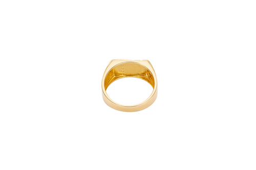 14KT Gold Ring Unisex Square Nugget with White CZ Stone Stripe
