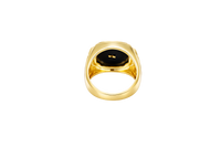 14KT Gold Ring Men's Square Onyx Scorpion Plain Border Side Design Triple Stacked Rhombus