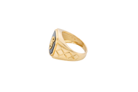 14KT Gold Ring Men's Square Onyx Scorpion Plain Border Side Design Triple Stacked Rhombus