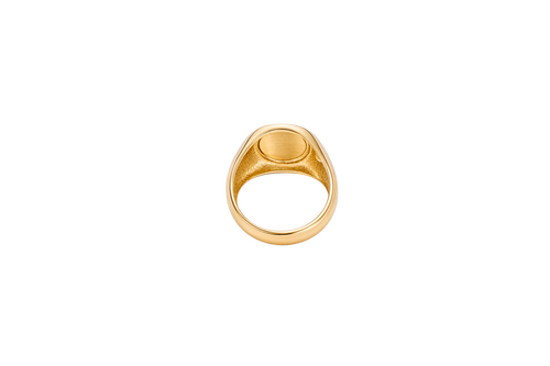 14KT Gold Ring Men's Two Tone Oval Signet Two Diagonal Stripe Plain Border Side Design Plain